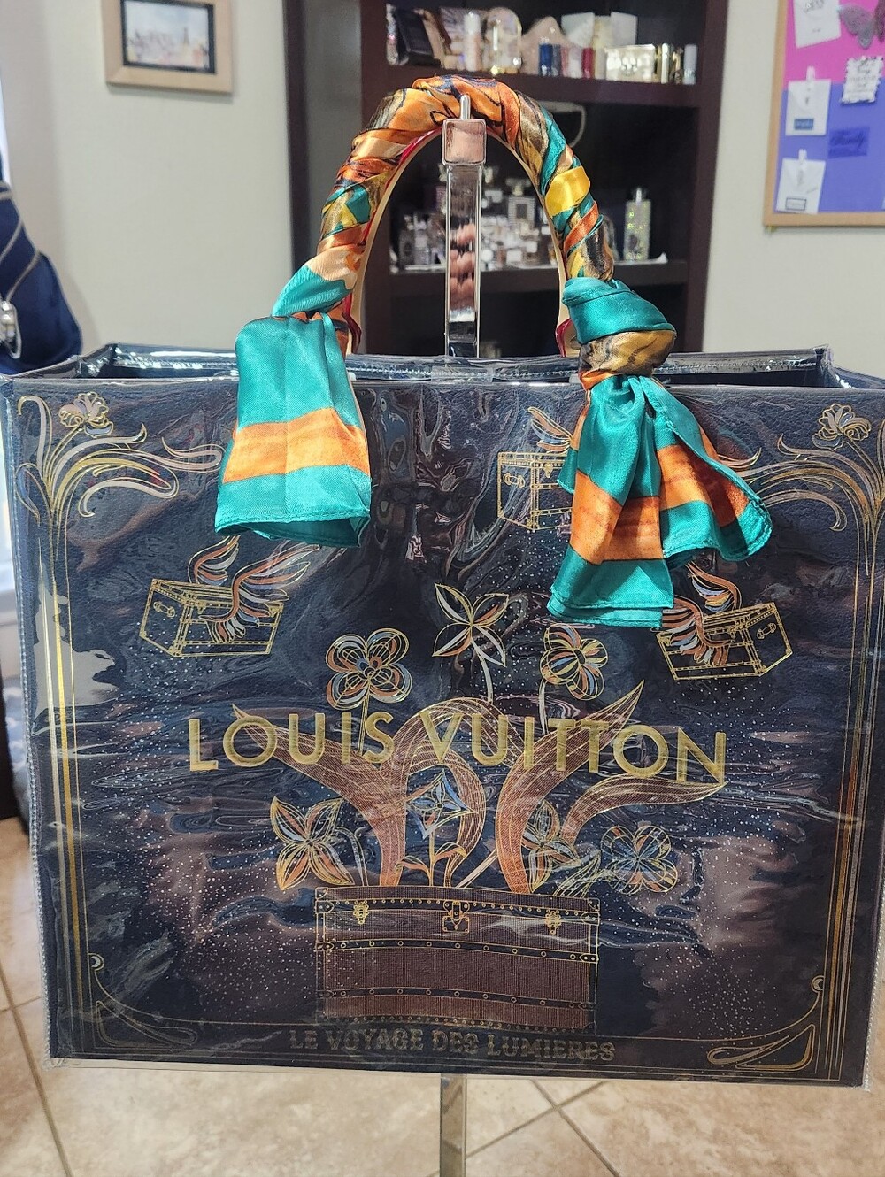 LV Le Voyage Des Lumières Tote with Turquoise Scarf - Picture 8 of 14